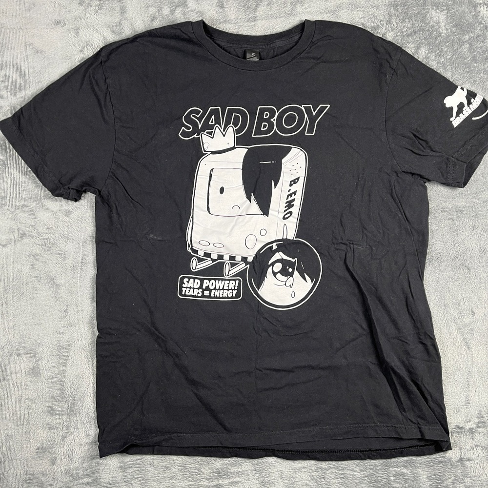 Gildan T Shirt Mens Large Black Emo Style Bmo Sad Power Tears Energy Graphic